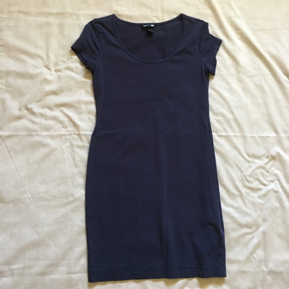 H&M navy blue body con dress